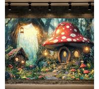 10X8ft Enchanted Forest Backdrop Mushroom Fairy Garden Wonderland Woodland Floral Flower Butterfly Decorations Background for Kids Girls Birthday Party Baby Shower Decorations Photo Shoot Props