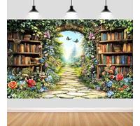 10X8ft Fairy Forest Wonderland Photography Backdrop Enchanted Library Garden Path with Floral Plants Butterflies Nature Magic Photo Studio Props for Birthday Baby Shower Party Decor
