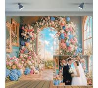 10X8FT Floral Backdrop Arch Fairytale Garden Wedding Photography Background Wonderland Oil Paint Decor Birthday Party Banner Baby Bridal Shower Portrait Photo Studio Props