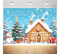 10x8ft Gingerbread Christmas Decorations Backdrop Snowman Snow Gingerbread House Backdrops for Photography Xmas Christmas Trees Family Kids Holiday Party Decor Winter Photo Background Booth Props
