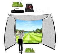 10x8ft Golf Hitting Net with HD Impact Screen & Target Cloth, Heavy Duty Enclosed Golf Simulator Cage for Full Swing, Portable Practice Net for Home Backyard Garage Indoor Outdoor