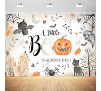 10x8ft Halloween Backdrop Neutral A Little Boo is Almost Due Photography Background Hey Boo Pumpkin Baby Shower Party Decorations Supplies Photo Booth Props Banner