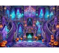 10x8ft Halloween Backdrop Spooky Gothic Medieval Castle Haunted House Ghost Purple Photography Background, Scary Horror Fall Party Decor Photo Booth Props, Kids Birthday Studio Wall Decor Banner