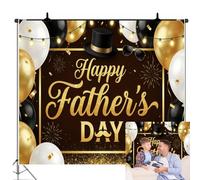 10x8ft Happy Father's Day Photography Backdrop Black Gold Father's Day Party Decorations Balloon Top Hat Background for I Love Dad Family Celebration Party Cake Table Photo Booth Props