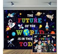 10X8ft Inspirational Quote Backdrop The Future of The World is in This Room Today Space Theme Photography Background for Classroom Space Adventure Party Decor Photo Studio Props Wall Decor Banner