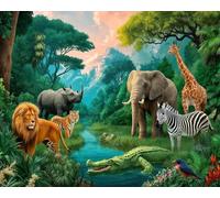 10x8ft Jungle Forest Animals Photography Backdrop Fabric Jungle Forest Tropical Rainforest Safari Background Wild Party Decorations Birthday Baby Shower Party Decor Kids Photo Booth Banner Props