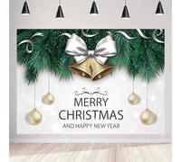 10X8FT Merry Christmas Background, Xmas Tree Snow Bells Photo Backdrops, Suitable for Family Gatherings and Parties, Happy New Year for Children, Studio Booth Props,Vinyl
