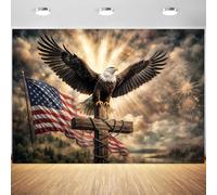 10x8ft Patriotic Backdrop for Photography God Bless America Veterans Day Memorial Day Backdrops Background 4th of July American Patriotic Party Decoration Photo Studio Booth Banner