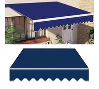 10x8ft Retractable Patio Awning Replacement Cover, Waterproof UV Protection Shade for Balcony, Garden, Window - Durable Blue Fabric (16x10ft/500x300cm)
