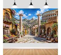10X8FT Rome Street Theme Backdrop for Bible School 2026 Extra Large Ancient Rome Background Streets Marketplaces Fabric Backdrop Decor for Wall Home Photo Studio Props