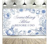 10X8ft Something Blue Before I Do Bridal Shower Decorations Photo Backdrop Photography Background for Pictures, Floral Bachelorette Backdrops Photo Booth Prop Banner Balloons Wall Decor Tablecloth