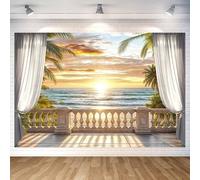 10X8ft Summer Beach Backdrop Hawaiian Beach Photography Backdrop, Seaside Scenery Backdrop Tropical Beach Background Wedding Birthday Beach Theme Party Backdrop Photoshoot Studio Props