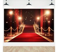 10x8ft VIP Backdrop Glitter Red Carpet Photography Background Movie Night Event Steps Decorations Banner Film Stage Celebrity Birthday Banquet Party Photo Booth Props Studio Home Decor