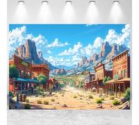 10x8ft Western Backdrop Wild West Theme Cowboy Birthday Party Photography Background Vintage West Town Desert Mountain Decorations Kids Adults Portraits Banner Photo Studio Props