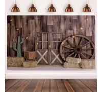 10x8FT Western Cowboy Backdrop Wild West Rustic Wooden House Barn Door Vintage Photography Background Kids Baby Shower Western Birthday Party Supplies Decorations Banner Photo Booth Props
