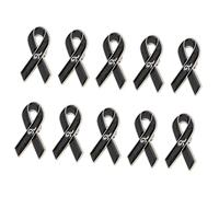 10xTraditional Black Ribbon Lapel Pin Brooch for Charity and Memorial Function Featuring Secure Butterfly Clasp Design Formalwear Accessory