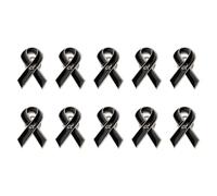 10xTraditional Black Ribbon Lapel Pin Brooch for Charity and Memorial Function Featuring Secure Butterfly Clasp Design Fundraiser Accessories