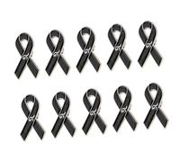 10xTraditional Black Ribbon Lapel Pin Brooch for Charity and Memorial Function Featuring Secure Butterfly Clasp Design Mourning Corsage Pin