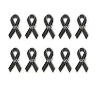 10xTraditional Black Ribbon Lapel Pin Brooch for Charity and Memorial Function Featuring Secure Butterfly Clasp Design Charity Badge Pin