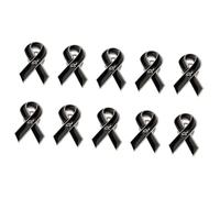 10xTraditional Black Ribbon Lapel Pin Brooch for Charity and Memorial Function Featuring Secure Butterfly Clasp Design Ribbon Pin for and Funeral Featuring Secure Clasp