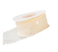 10Yards*2.5cm White Chiffon Ribbon with Flower Sequin Wavy Sheer Chiffon Ribbon Trim for Bouquet Gift Wrapping