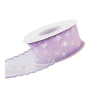 10Yards*2.5cm White Chiffon Ribbon with Flower Sequin Wavy Sheer Chiffon Ribbon Trim for Bouquet Gift Wrapping