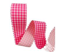 10Yards 25/38MM Plaid Fabric Lace Wavy Edge Stripe Printed Ribbon Hair Bow Accessories Flower Material Wedding(Color3,38MM)