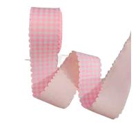 10Yards 25/38MM Plaid Fabric Lace Wavy Edge Stripe Printed Ribbon Hair Bow Accessories Flower Material Wedding(Color09,25MM)