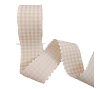 10Yards 25/38MM Plaid Fabric Lace Wavy Edge Stripe Printed Ribbon Hair Bow Accessories Flower Material Wedding(Color5,38MM)