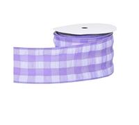 10Yards/Roll 63.0mm Plaid Wired Edge Ribbons for Crafts Bow Handmade Wrap Partys Christmas Decorative(Purple)