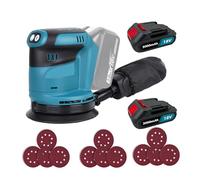 11,000RPM Random Orbital Sander for Makita 18V 3.0AH Battery*2 with 12Pcs Sanding Discs Brushless Motor Cordless Orbit Sander for Sanding, Polishing Wood, DIY, Home Improvements.