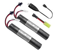 11.1 V 2000 mAh Battery for Blaster Beads Water Gel Airsoft with Charging Cable Ball Splatter Battery Airsoft Battery (2 Pack)