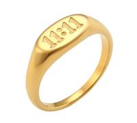 11:11 Angel Number Signet Ring Angel Number Ring Water Proof Ring Number Ring Spirituual Gift Tarnish Ring Gift For Her Valentine Gift Rings Women (A, 6)