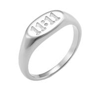 11:11 Angel Number Signet Ring Water Proof Spirituual Gift Tarnish For Her Valentine Cute Rings Set (B, 7)