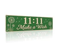 11:11 Make a Wish Dandelion Metal Tin Sign | 4 x 15 Inch Vintage Green Aluminum Wall Decor Dandelion Sky Plaque for Bedroom, Dorm, Office and Meditation Space