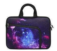 11 12 12.1 12.5 14 15 15.4 15.6 Inch Laptop Carrying Sleeve Case with Pockets,Soft Neoprene Computer Cover Handle Bag, Purple Galaxy 1, For 14" 15-15.6 Inch