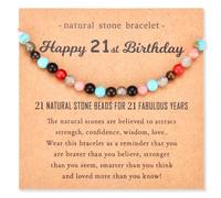 11 12 13 14 15 16 17 18 21 30 40 50 60 Year Old Birthday Gifts for Girls Women Her, Colorful Natural Beads Stone Birthday Bracelet Gifts with Birthday Card for Teen Girls Women Her Daughter Wife Mom