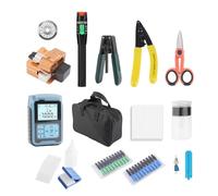11/12/14/15 PCS in 1 fiber optic termination tool kit FTTH cable welding tool kit, including cleaver, tester, adapter, and cleaning tools (Kit E)