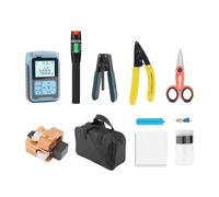 11/12/14/15 PCS in 1 fiber optic termination tool kit FTTH cable welding tool kit, including cleaver, tester, adapter, and cleaning tools (Kit A)