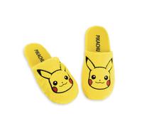Pokemon Pikachu Adults Slippers | Unisex Pikachu Character Graphic Indoor Mules for Adults in Yellow | Pocket Monster Fur Slip On House Shoes | Classic Game TV Series Bedroom Footwear Merchandise Gift