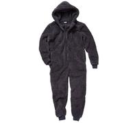 (11-12 Years, Black) Bedlam Boys Fluffy Fleece Hooded Onesie Jumpsuit Playsuit