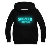 (11-12 Years, Black Fluorescence) Stranger Things Kids Boys Girls Hooded Sweatshirt Long Sleeve Pullover Casual Tops