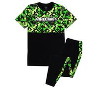 (11-12 Years, Black/Green) Minecraft Boys Gamer Long Pyjama Set