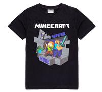 (11-12 Years, Black/Grey/White) Minecraft Childrens/Kids Survival Mode T-Shirt