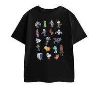 (11-12 Years, Black) Minecraft Boys Sprites Short-Sleeved T-Shirt