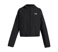 (11-12 Years, Black/White) Under Armour Girls Rival Woven Windbreaker