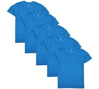 (11-12 Years, Blue) Kids Unisex Pack Of 5 Plain PE School T Shirts