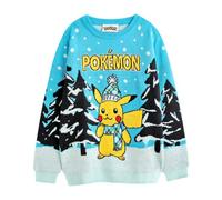(11-12 Years, Blue Solid) Pokemon Boys Pikachu Christmas Jumper