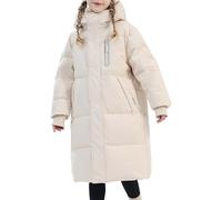11-12 Years Girls Winter Jacket Thick Hooded Coats Warm Mid-Length Windproof Parka Coat Puffer Coat Padded Overcoat Outerwear Fleece Lined Kids Padded Jacket for Girls & Boys Autumn, Winter Beige