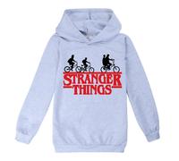 (11-12 Years, Grey) Stranger Things Sweatshirt Tops Long Sleeve Hoodie Pullover Hooded Jumper for Kids Boys Girls